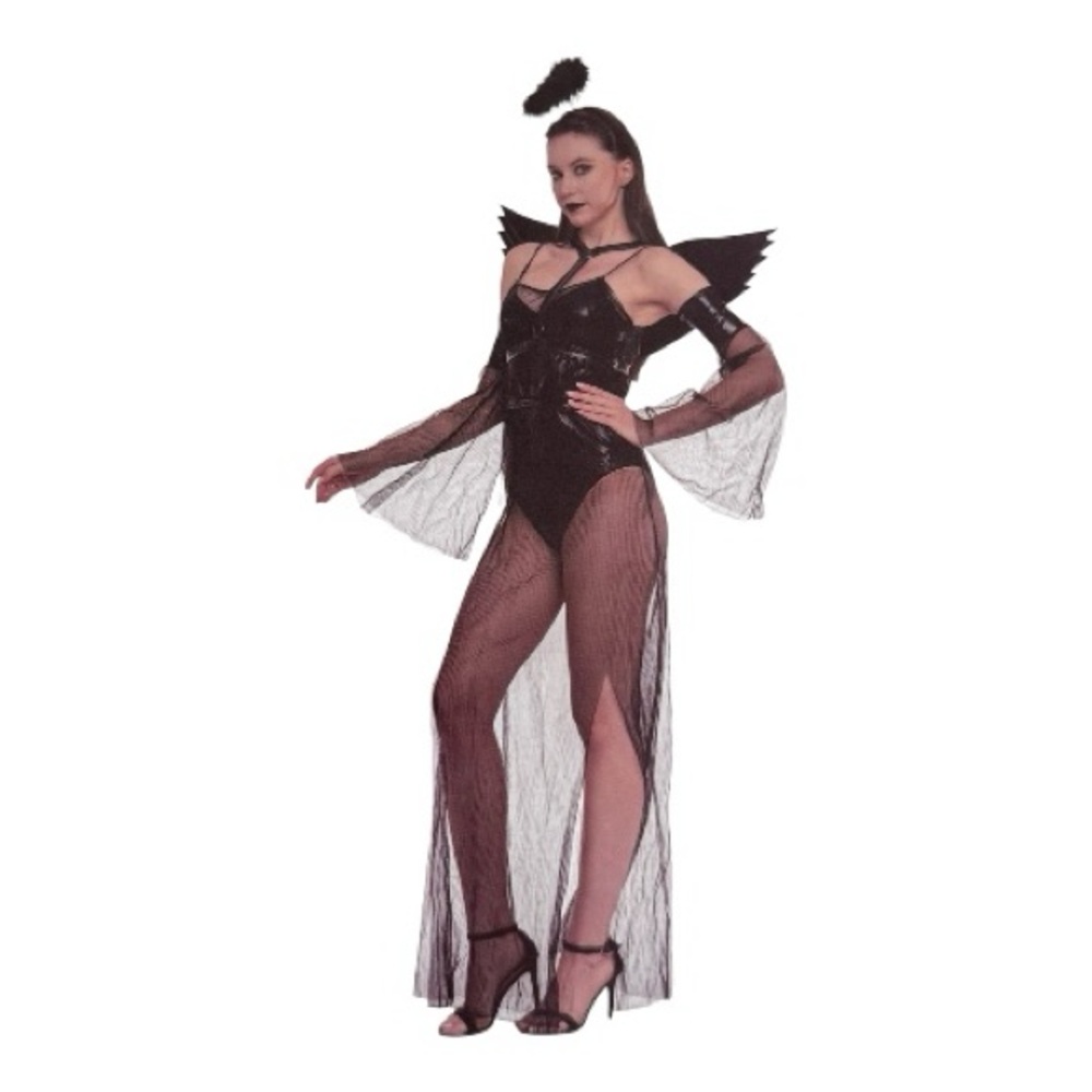 KBW Black Fallen Angel Women Costume One Size: Costume, Wings & Halo Headband